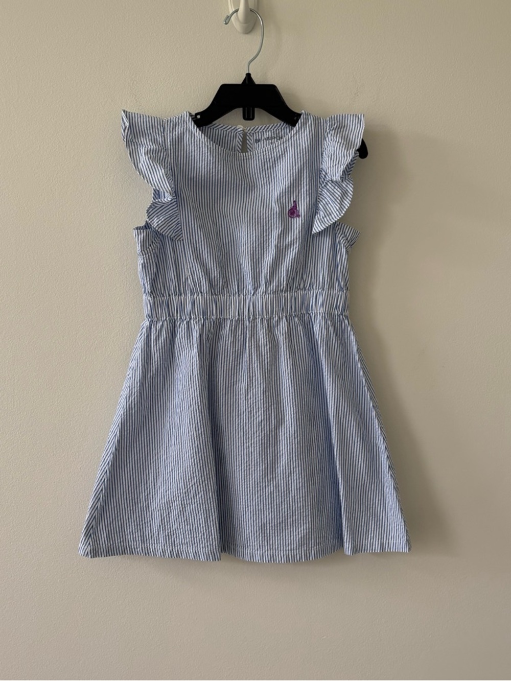 Bean Pole Little Girls Blue & White Seersucker Ruffle Dress